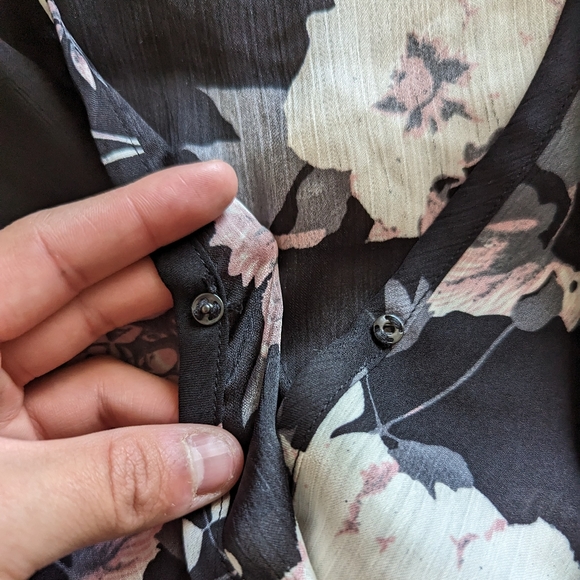 Long Sleeve Sheer Floral Blouse in Black - Picture 5 of 9